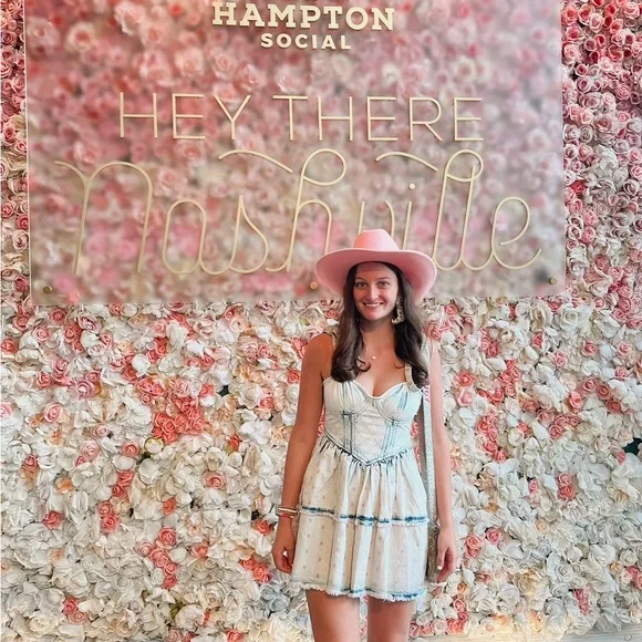 LoveShackFancy Dorna Dress Acid Wash Pink Mini Ruffle - Picture 5 of 9